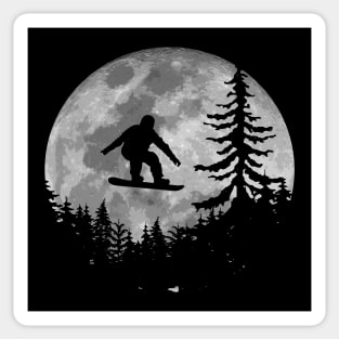 Snowboard Moon Silhouette Vintage Snowboarding Sticker